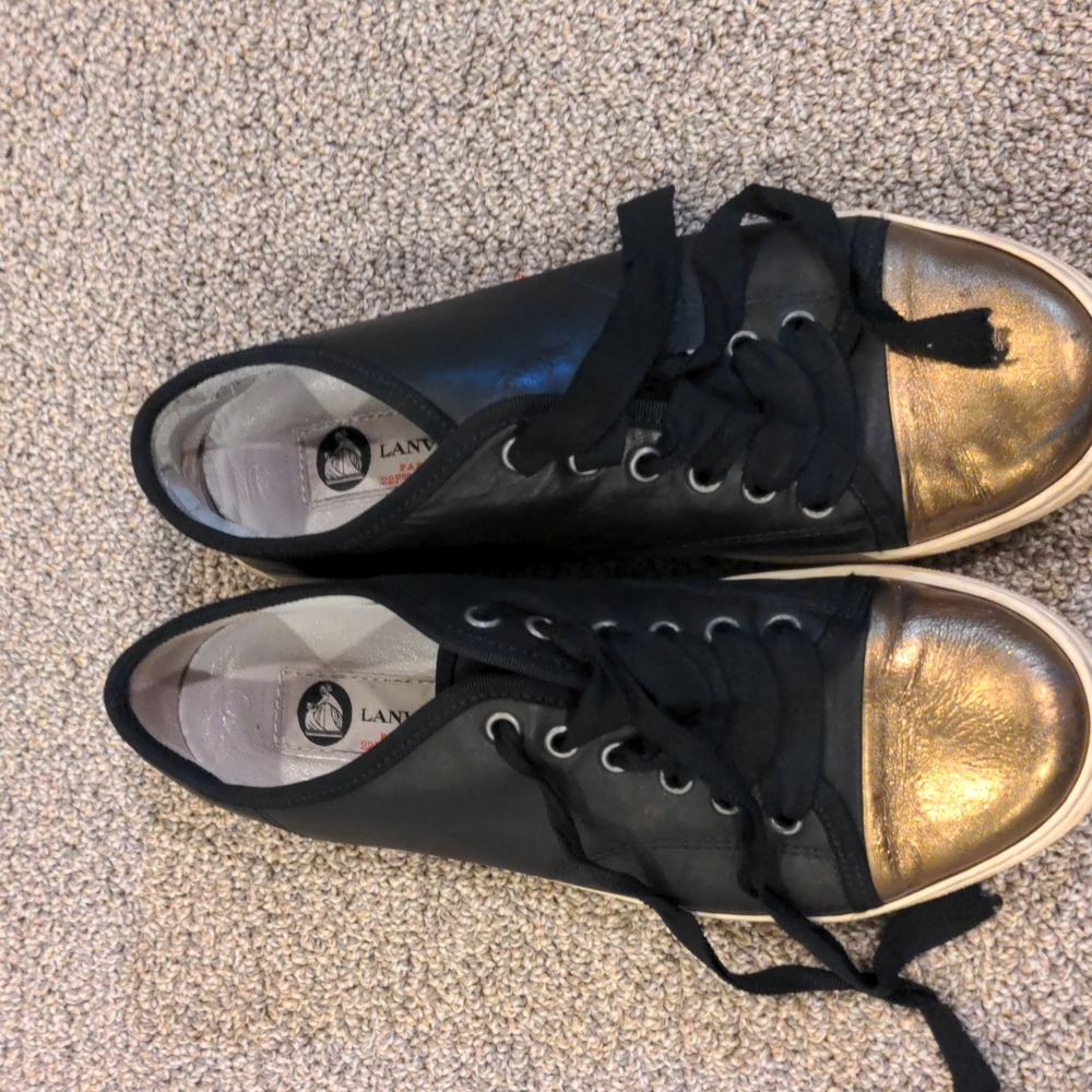 Lanvin sneakers with bronze cap toe sz 38
